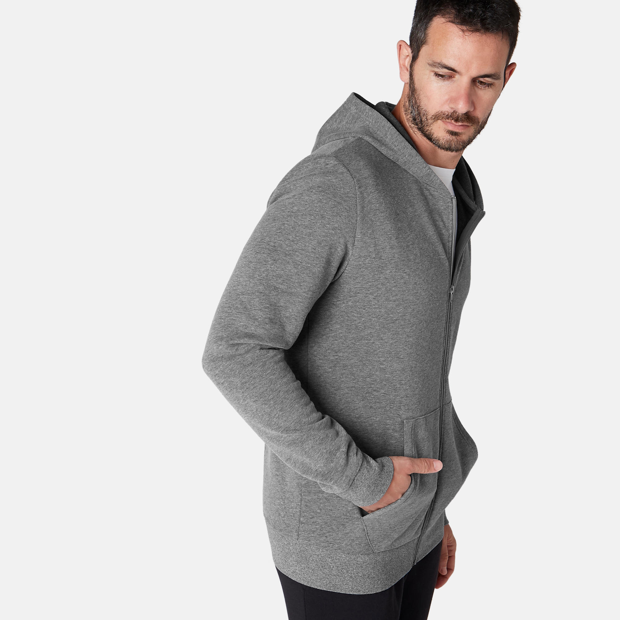 grey hooded jacket men's