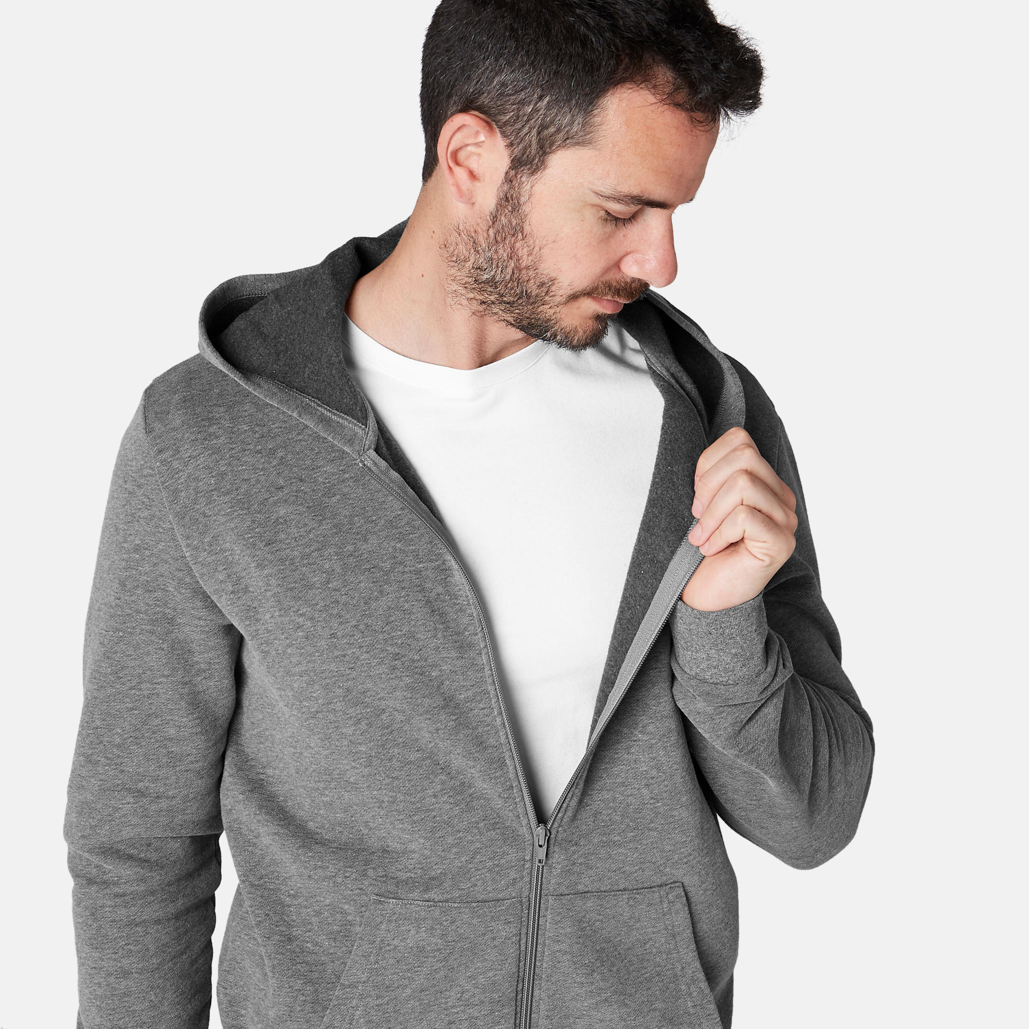 Men's Hooded Training Jacket 100 - Grey 5/6