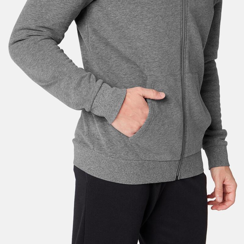 Veste à capuche zippée homme training 100 Gris Chiné