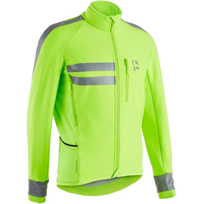 RC500 Hi Vis Winter Softshell Cycling Jacket EN1150 Yellow Triban