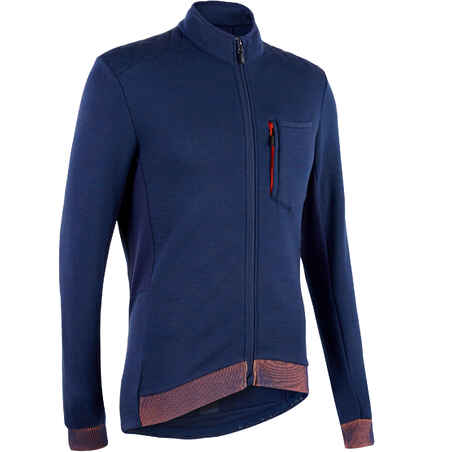 Mornarsko modra kolesarska jakna z dolgimi rokavi 500