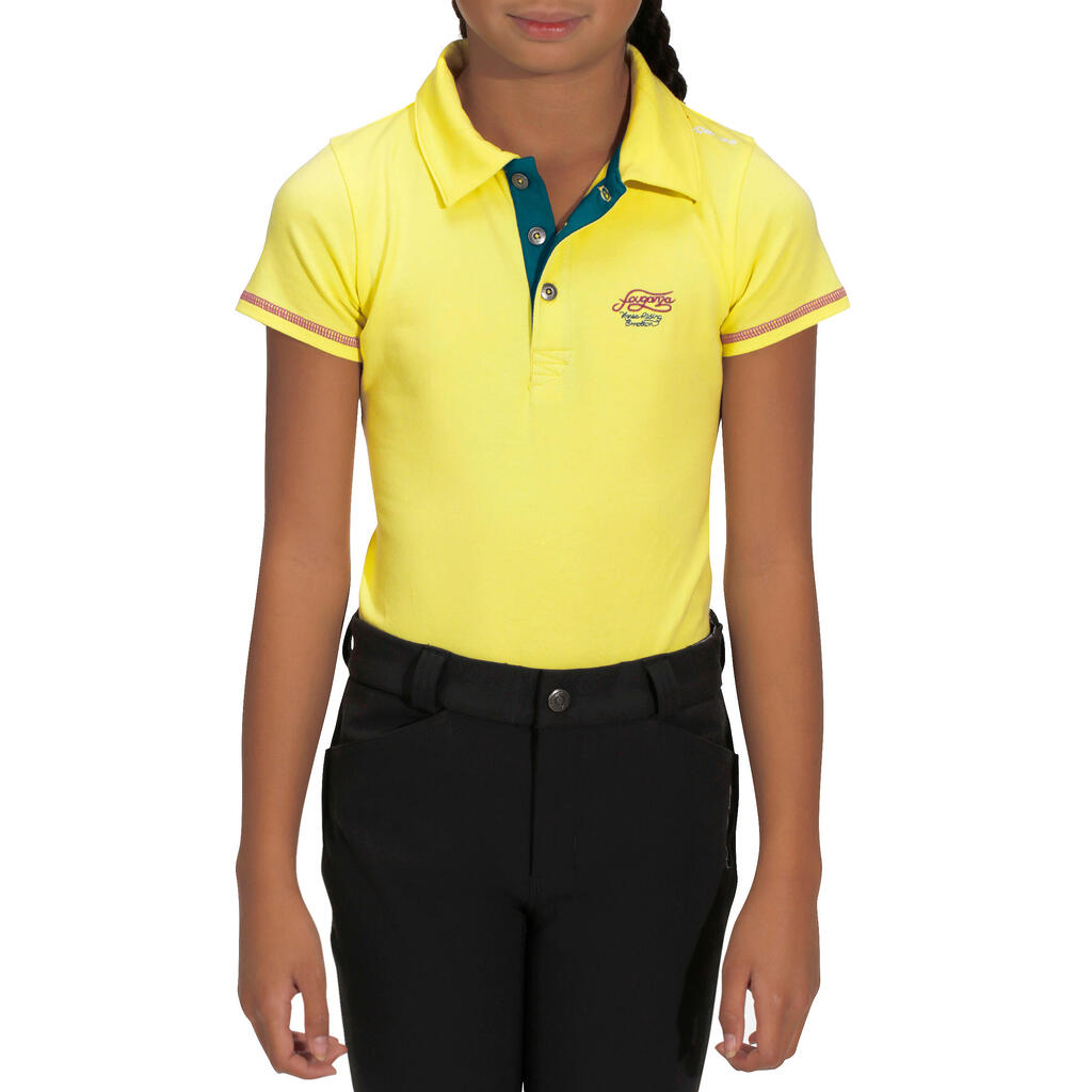 Reit-Poloshirt Ado Kinder gelb