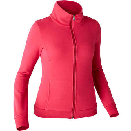 500 Women's High-Neck Pilates Gentle Gym Jacket - Dark Red