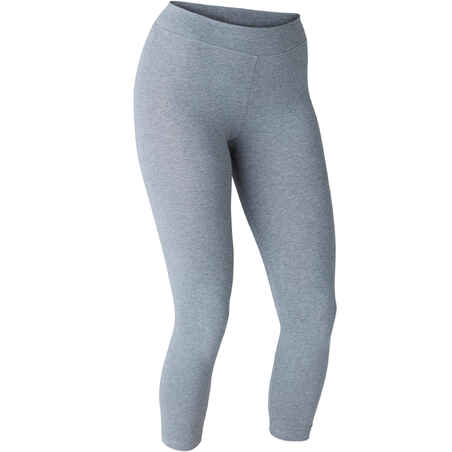 Women's Fitness 7/8 Leggings Fit+ 500 - Mottled Grey