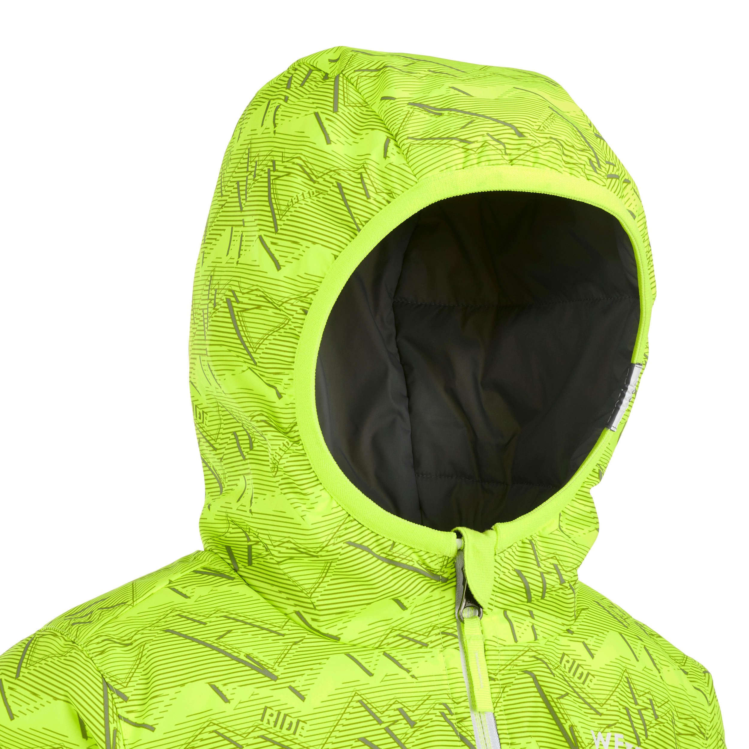 KIDS’ WARM AND WATERPROOF SKI JACKET WARM REVERSE 100 GREY AND YELLOW 8/19