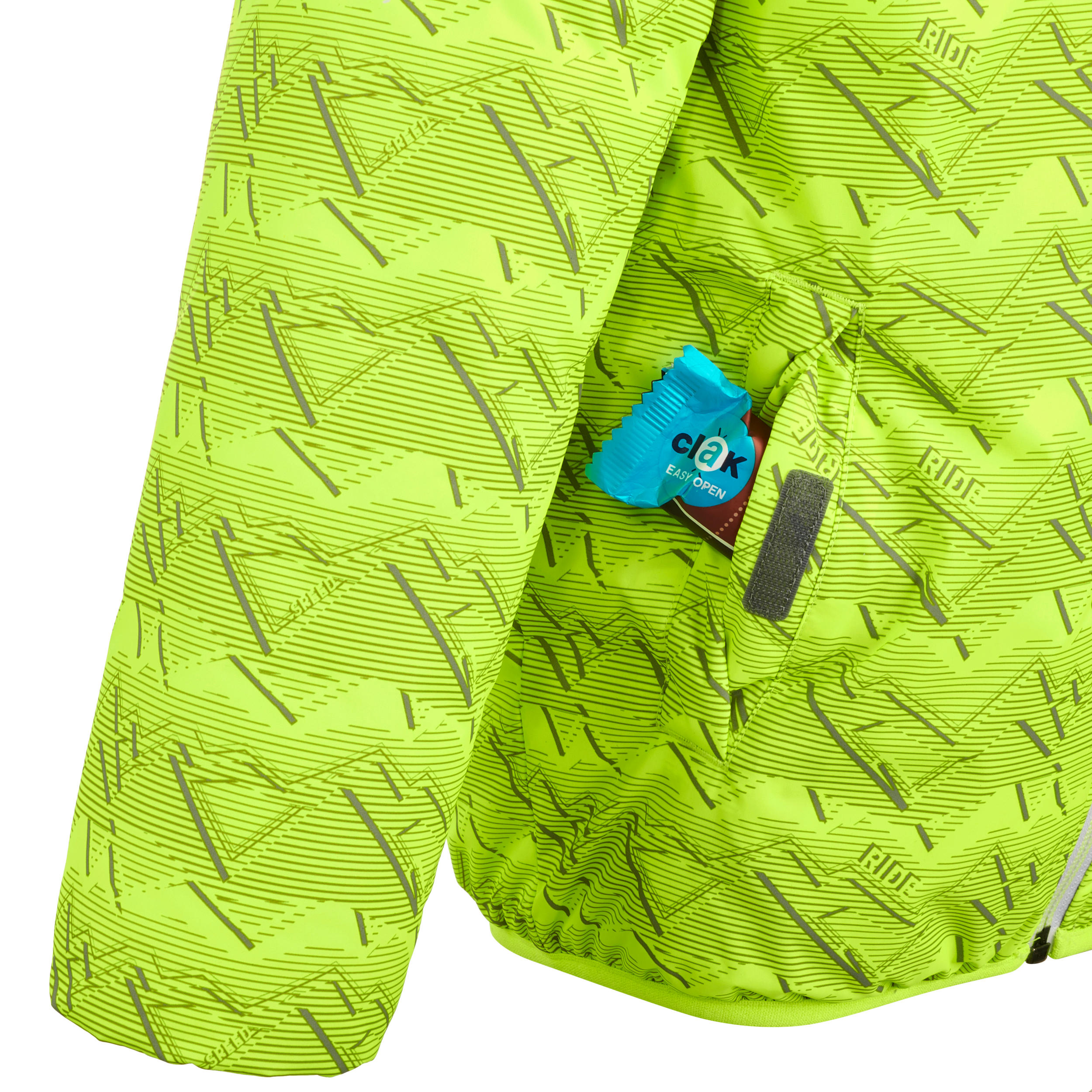 KIDS’ WARM AND WATERPROOF SKI JACKET WARM REVERSE 100 GREY AND YELLOW 7/19