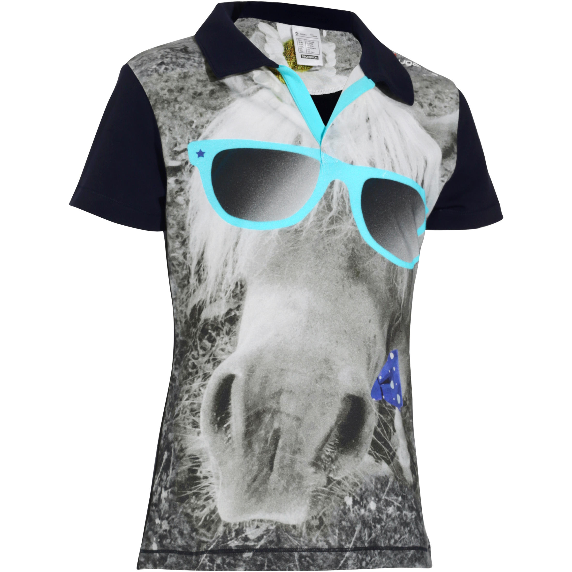 Astro Children's Short-Sleeved Horse Riding Polo Shirt - Navy Blue 1/10