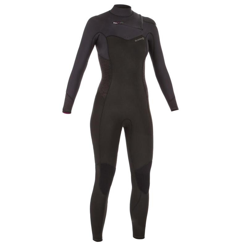 Dameswetsuit voor surfen neopreen 4/3 mm borstrits