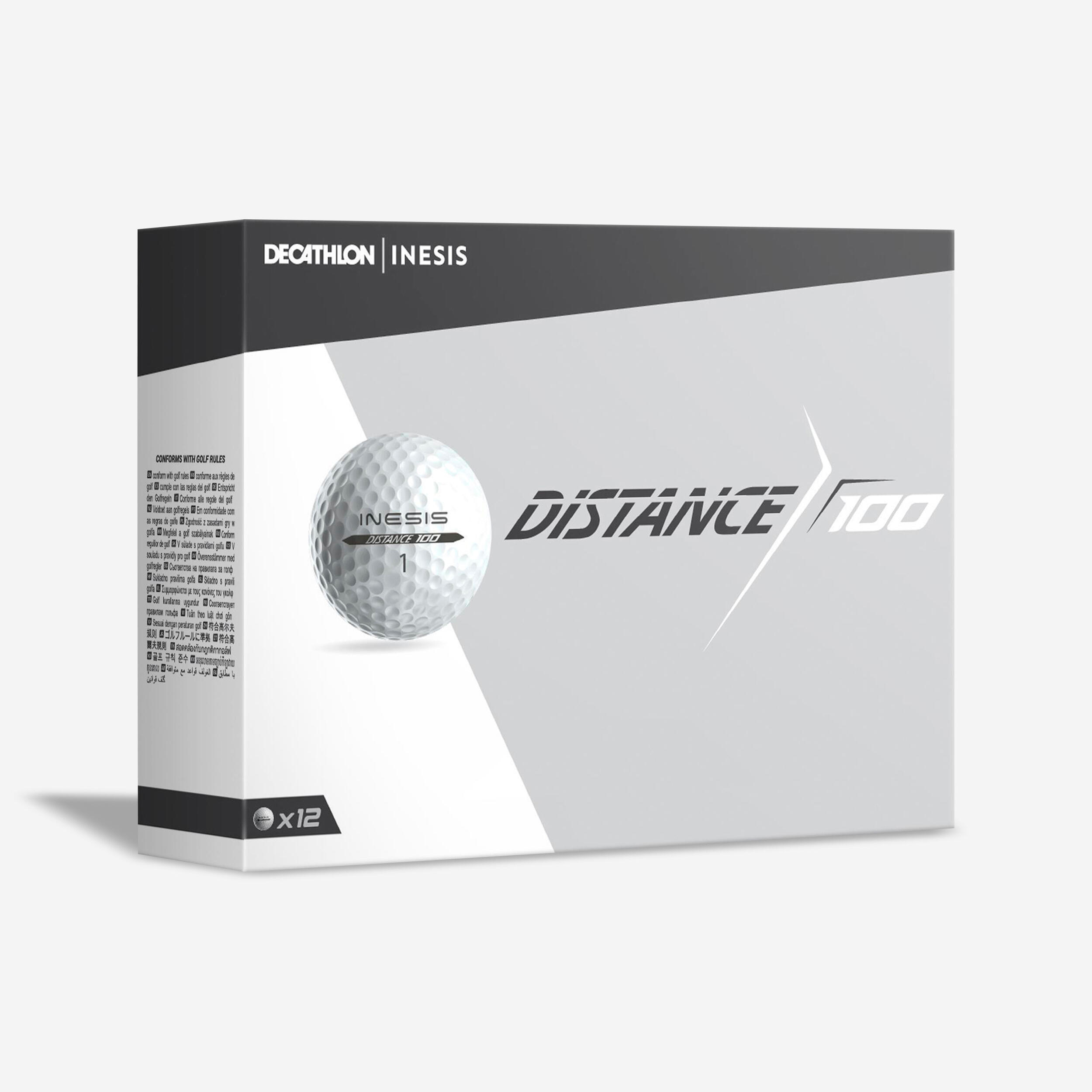 Distance 100 Golf Ball x12 INESIS 