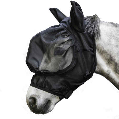 Horse Riding Fly Mask for Horse and Pony 500 - Black