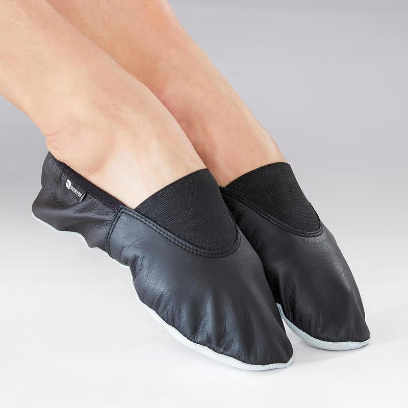 Chaussons danse modern'jazz cuir souple - noir