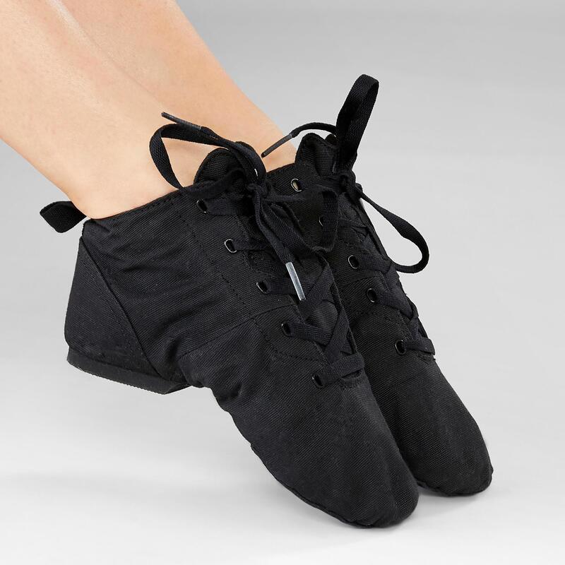 Cipő modern tánchoz, jazzbaletthez, magas szárú, vászon, fekete