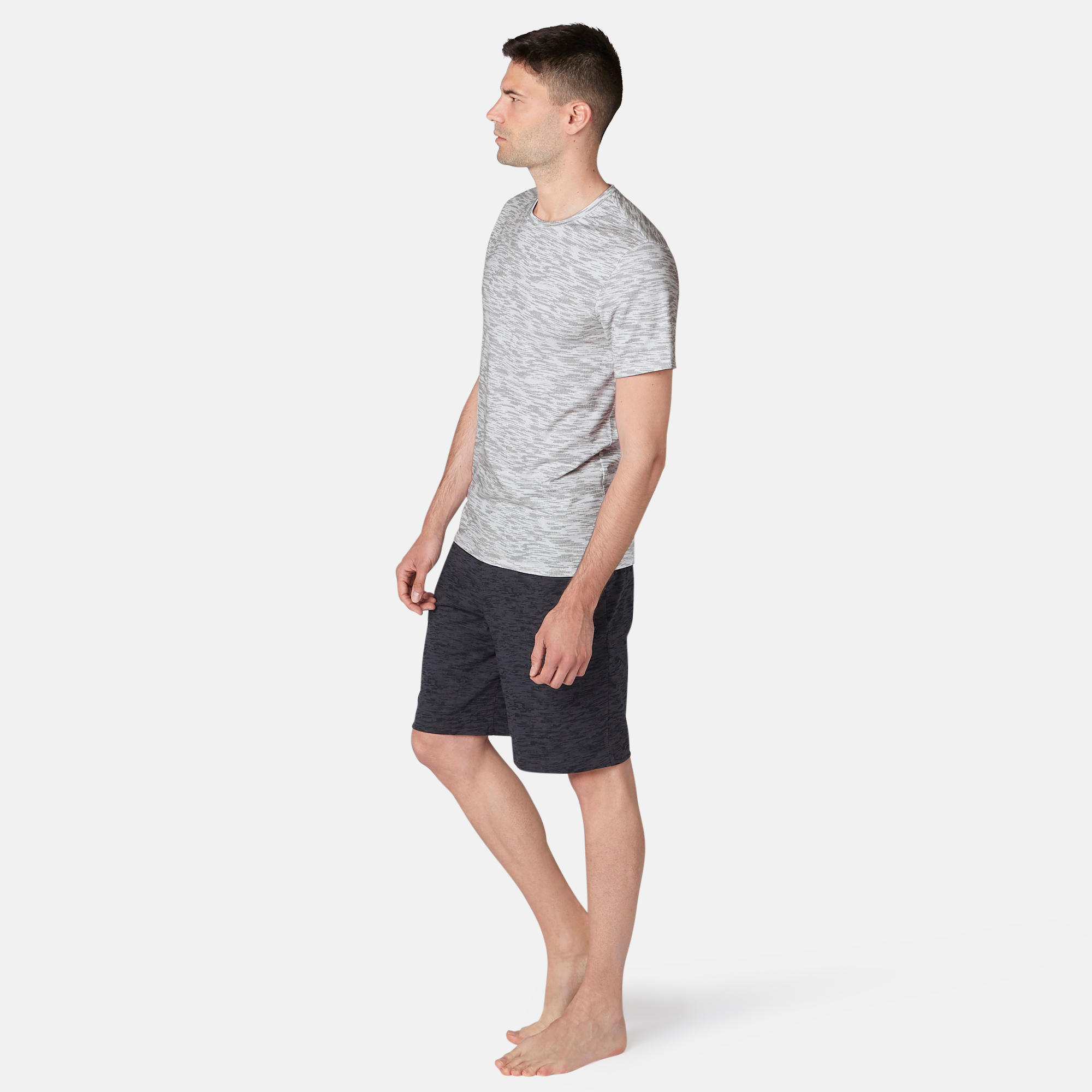500 Slim-Fit Gentle Gym & Pilates T-Shirt - White Print 3/7