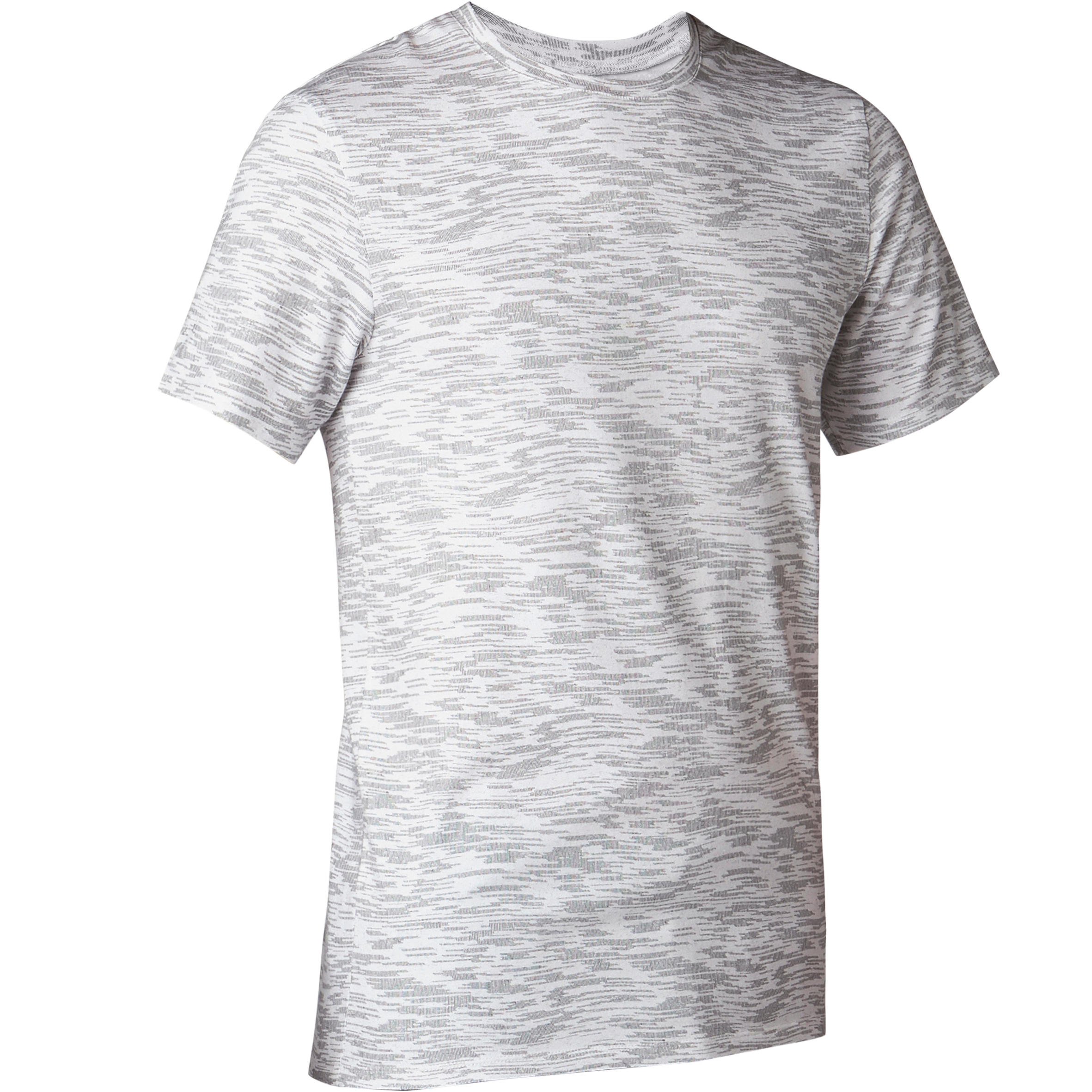 DOMYOS 500 Slim-Fit Gentle Gym & Pilates T-Shirt - White Print