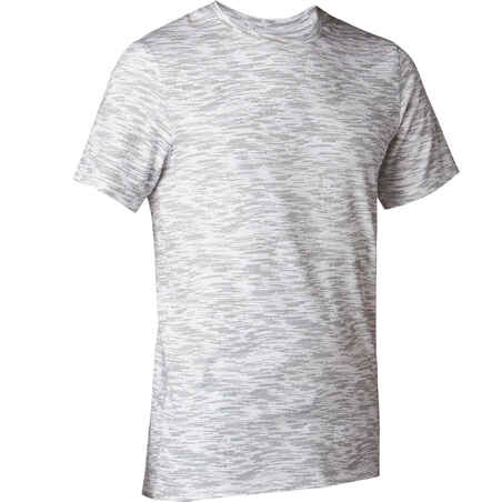 500 Slim-Fit Gentle Gym & Pilates T-Shirt - White Print