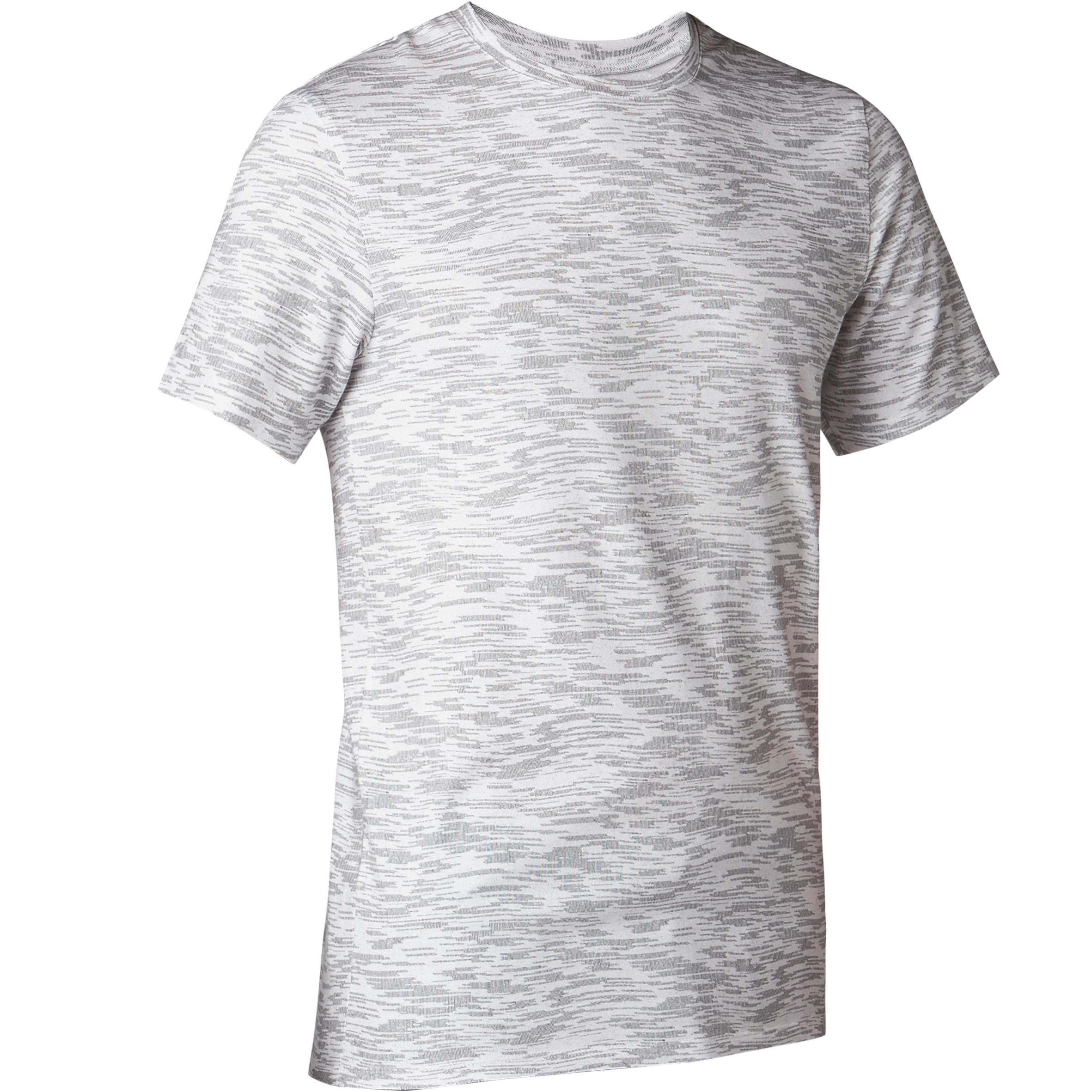 Domyos T Shirt Voor Pilateslichte Gym Heren 560 Wit Met Print domyos kopen in de aanbieding