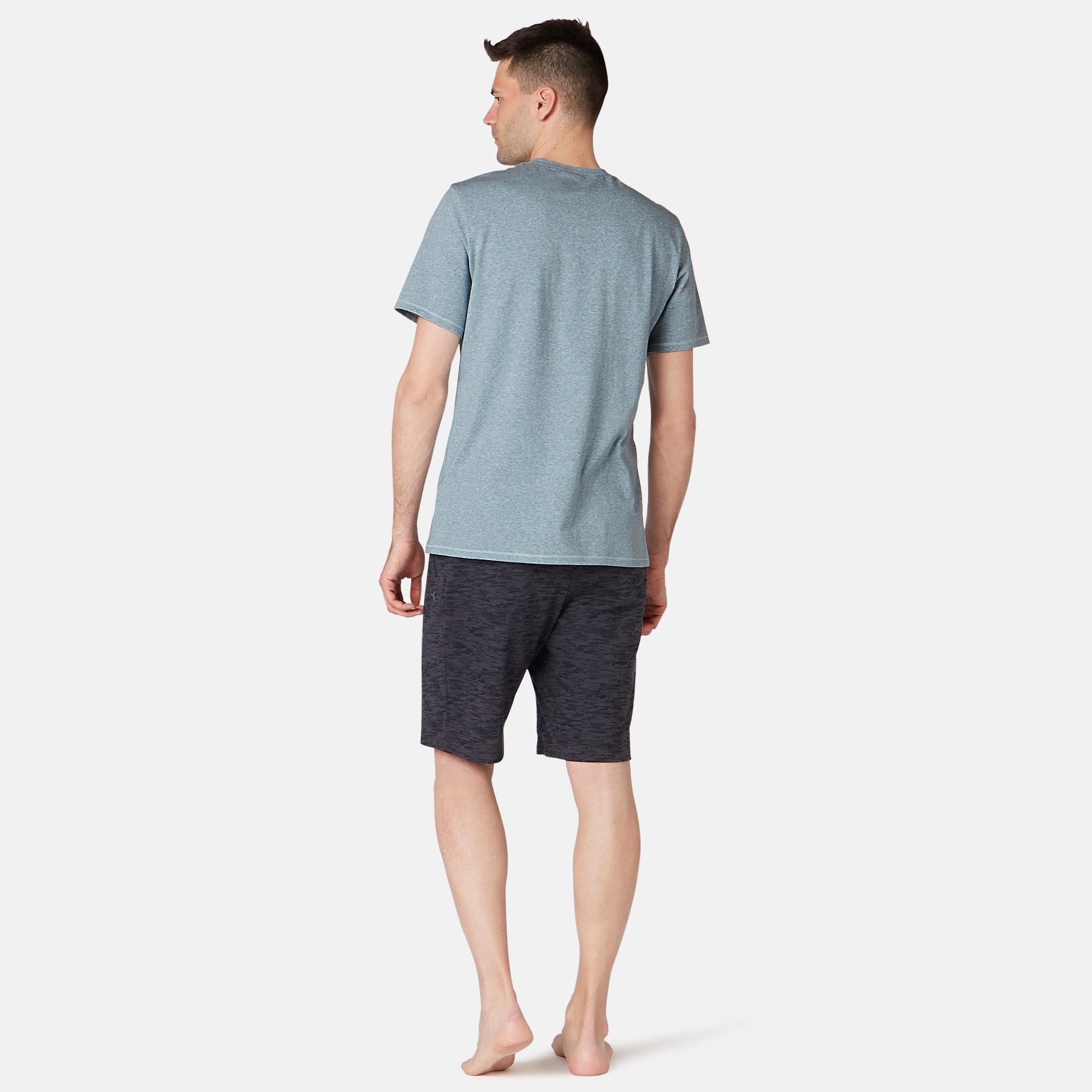500 Regular-Fit Pilates & Gentle Gym T-Shirt - Mottled Blue 5/6