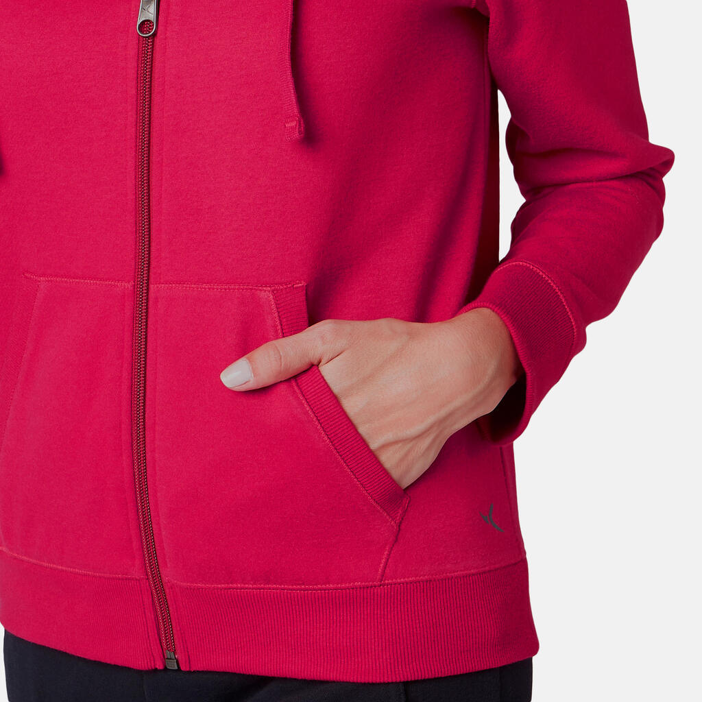 520 Women's Pilates & Gentle Gym Hooded Jacket - Dark Red