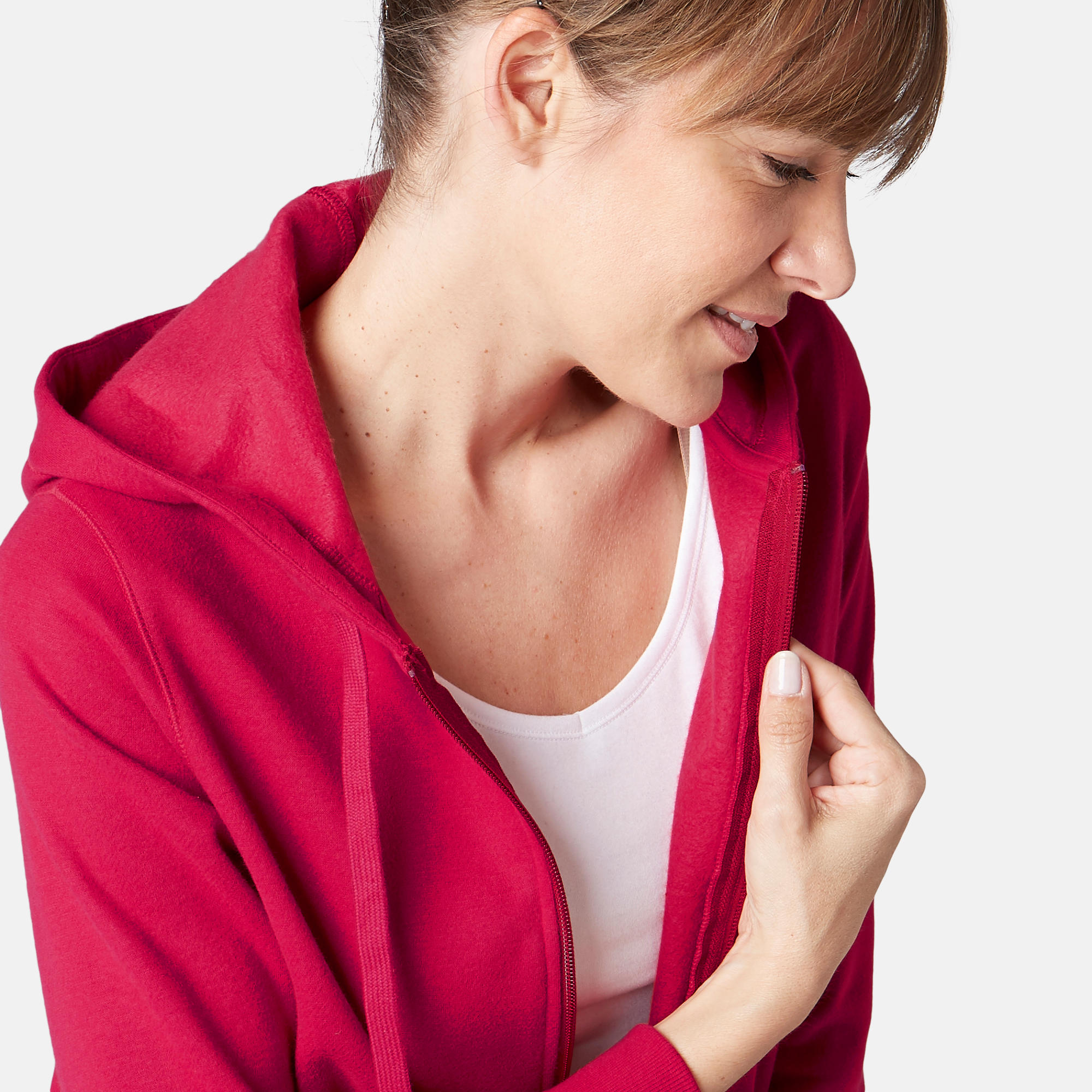 520 Women's Pilates & Gentle Gym Hooded Jacket - Dark Red 5/7