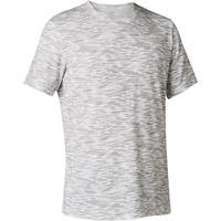 T-Shirt 500 regular Pilates Gym douce homme blanc avec motif