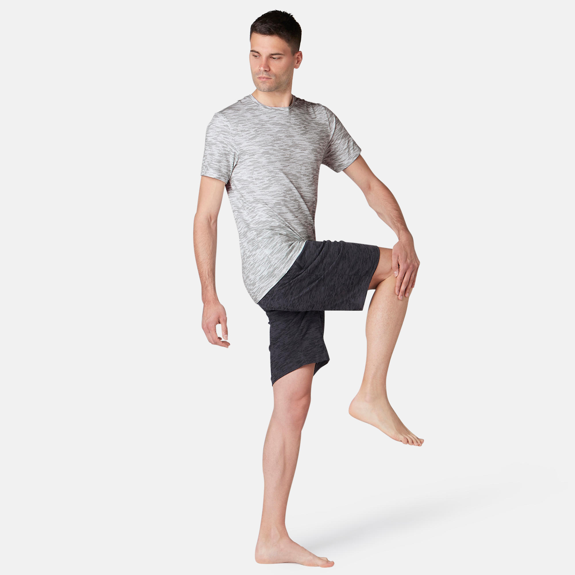 500 Slim-Fit Gentle Gym & Pilates T-Shirt - White Print 4/7