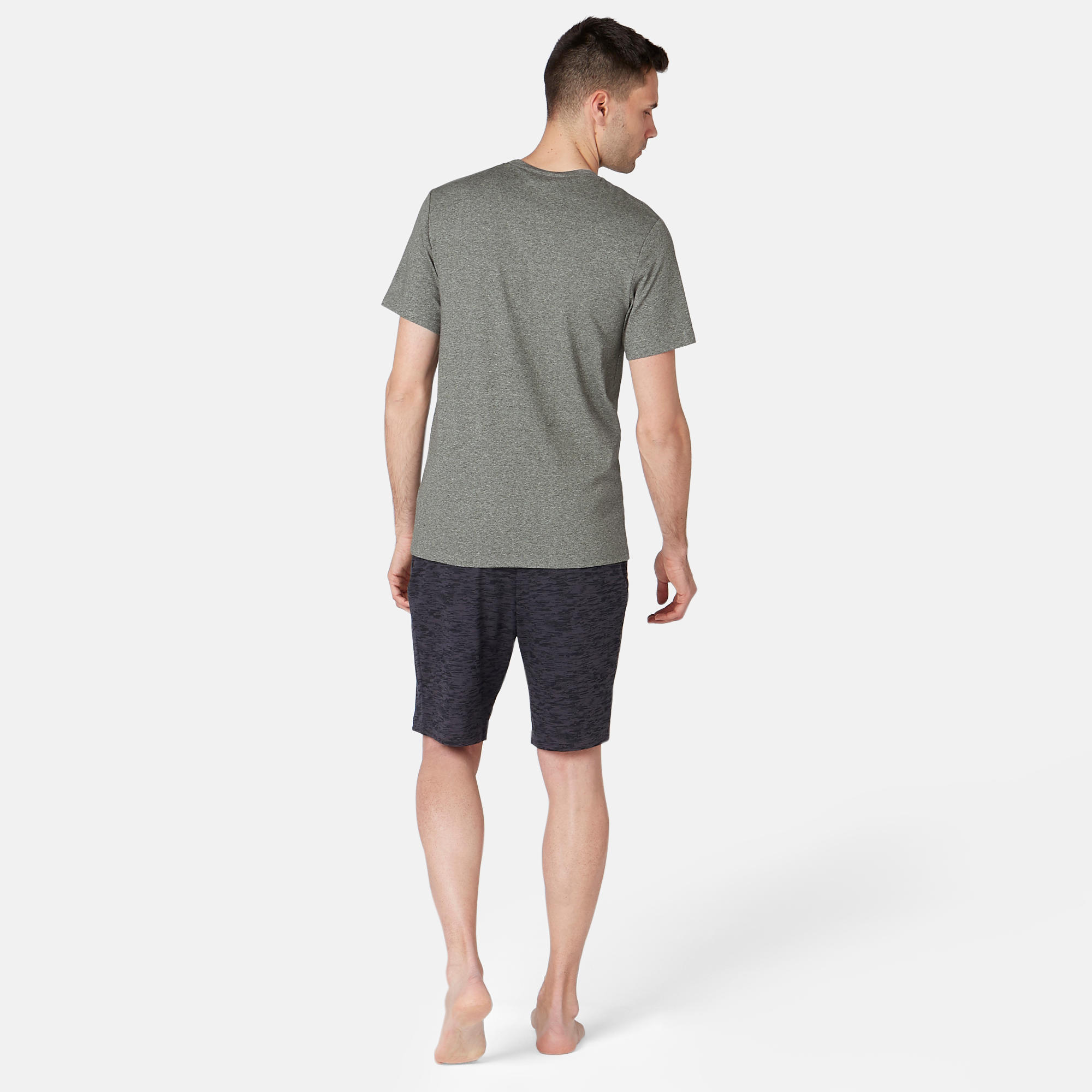500 Slim-Fit Pilates & Gentle Gym T-Shirt - Mottled Green 5/7