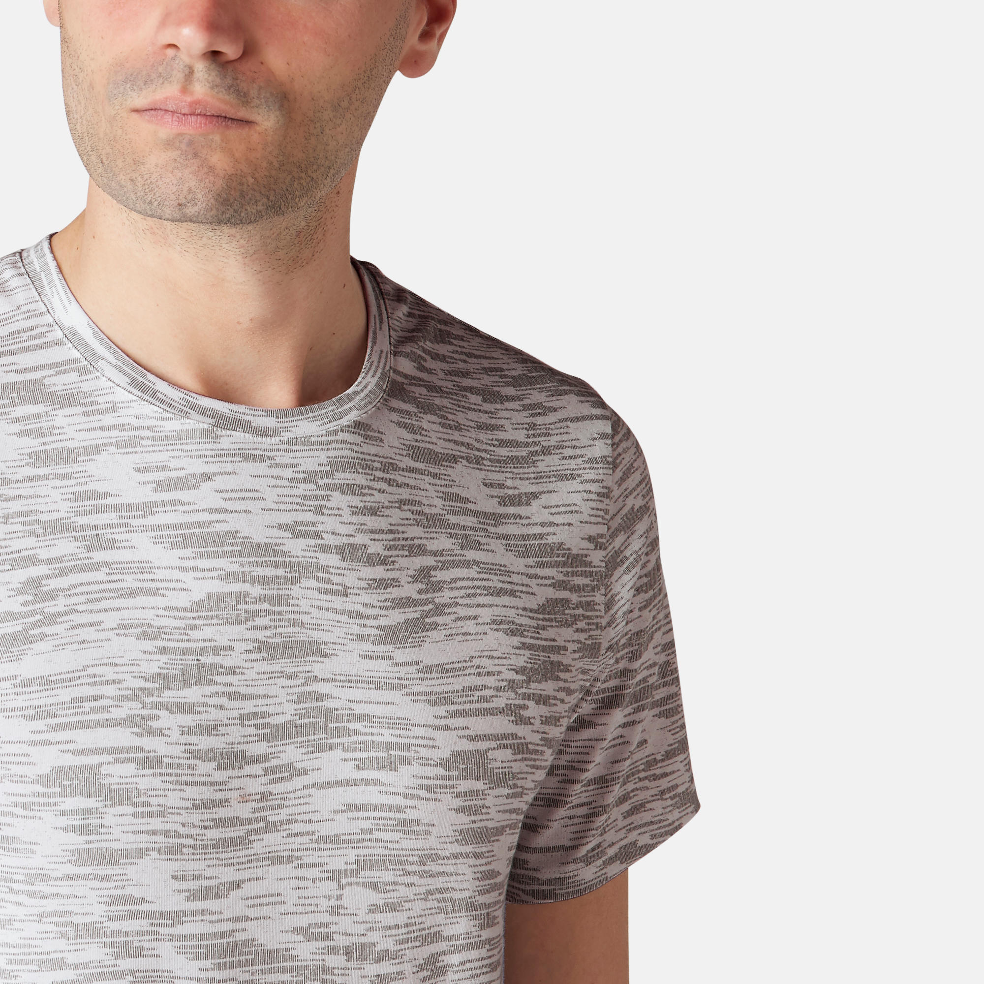 500 Slim-Fit Gentle Gym & Pilates T-Shirt - White Print 6/7
