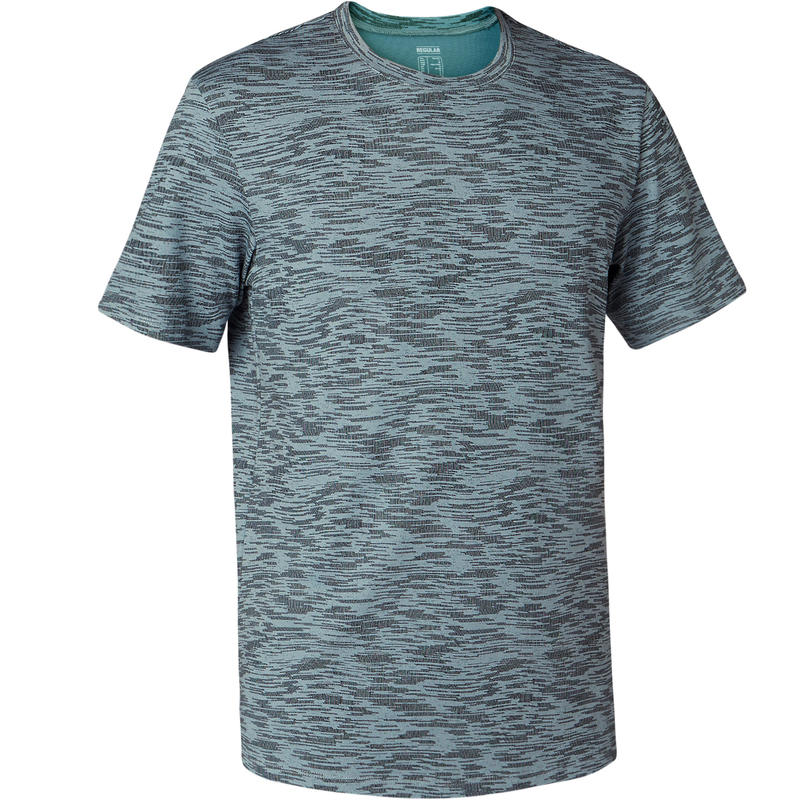Men's Regular-Fit Pilates and Exercise T-Shirt 500 - Grey Print Men's Regular-Fit Pilates and Exercise T-Shirt 500 - Grey Print