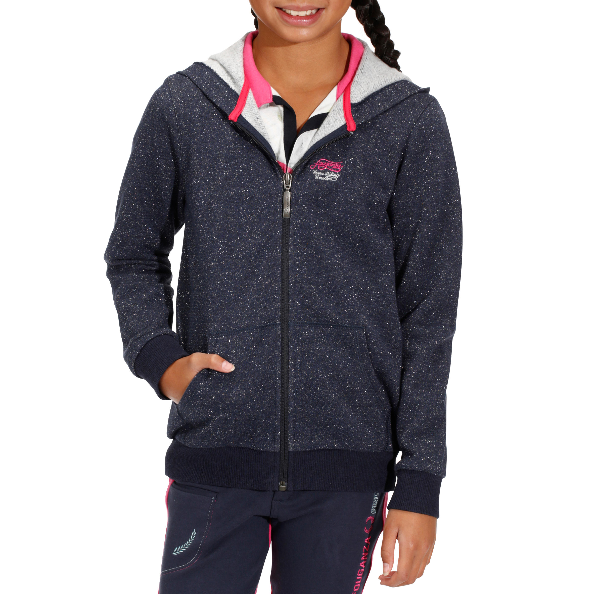 Children's Horse Riding Sweatshirt - Mottled Navy with Glitter 2/17