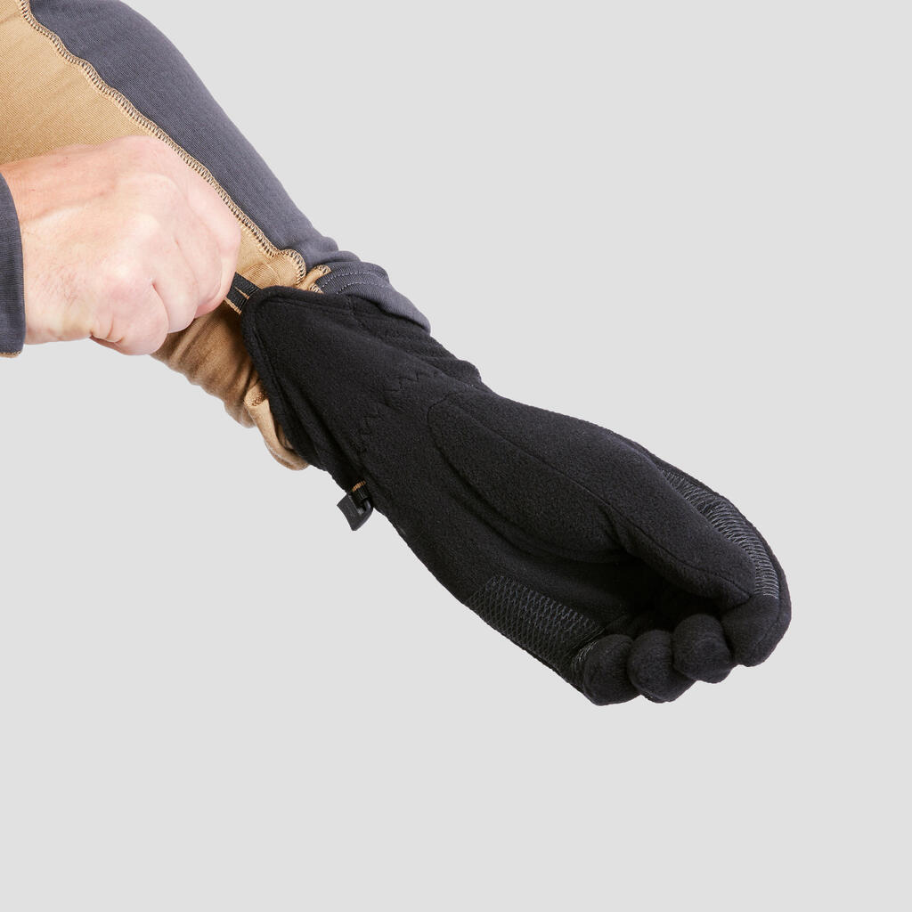 Handschuhe Erwachsene Fleece recycelt Trekking - MT100 schwarz 