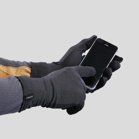 Нижние перчатки из шерсти мериноса для горного треккинга взрослые - TREK 500
