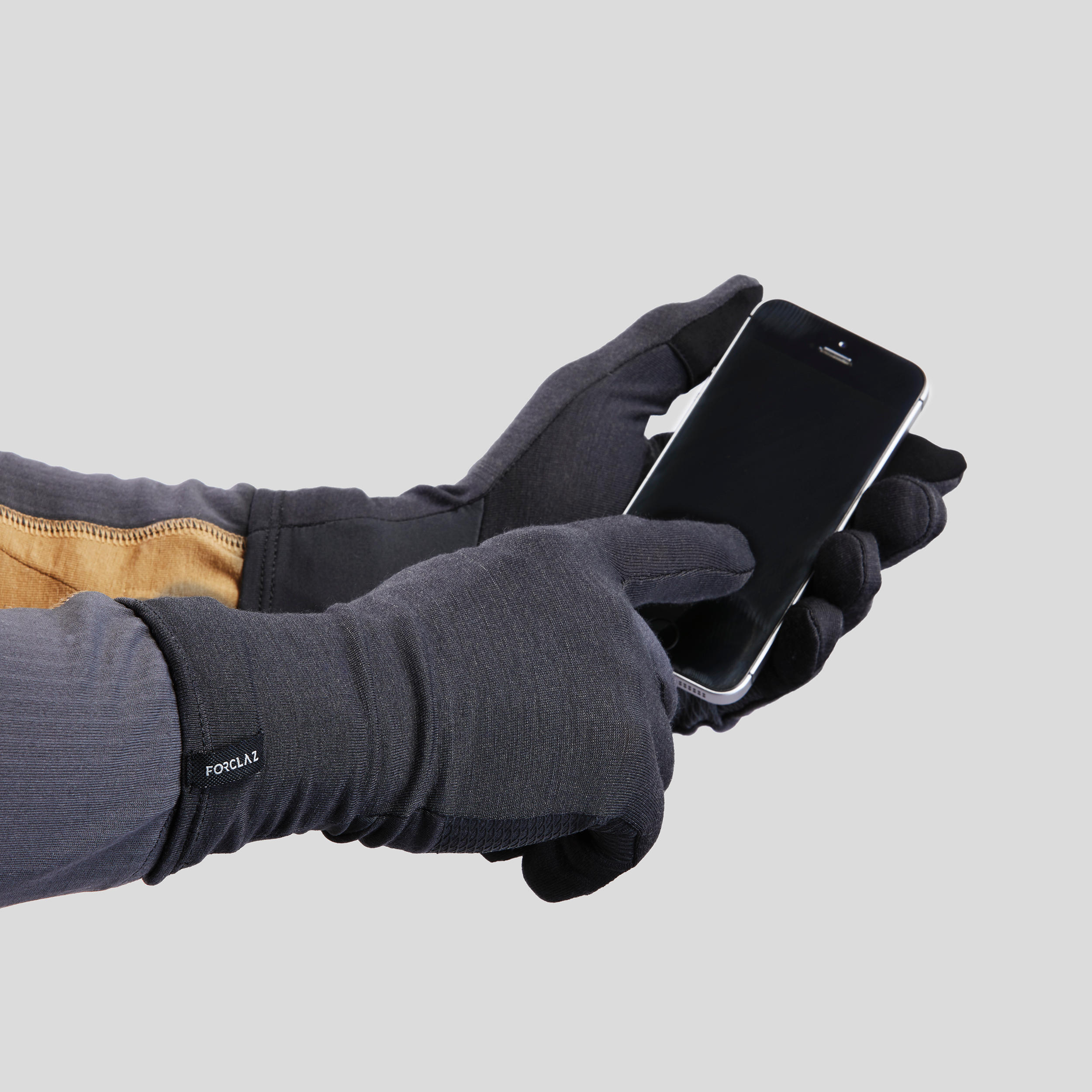 Adult Mountain Trekking Merino Wool Liner Gloves - MT500 Grey 4/5