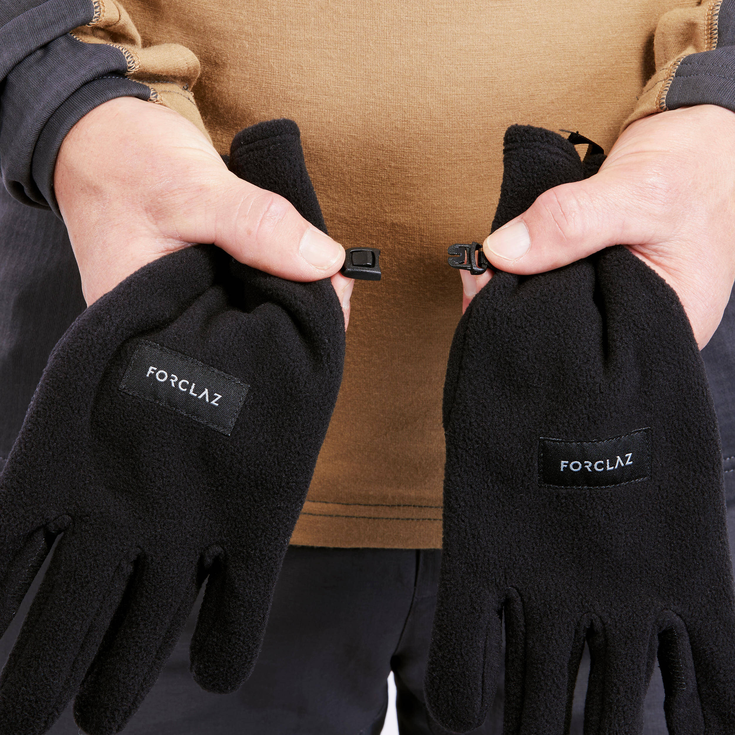 Adult mountain trekking fleece gloves -   MT100 Black -  4