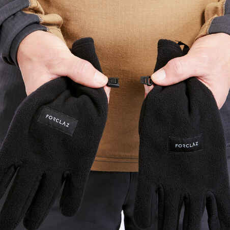 Adult mountain trekking fleece gloves -   MT100 Black