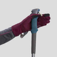 Adult Mountain Trekking Merino Wool Liner Gloves - MT500 Burgundy