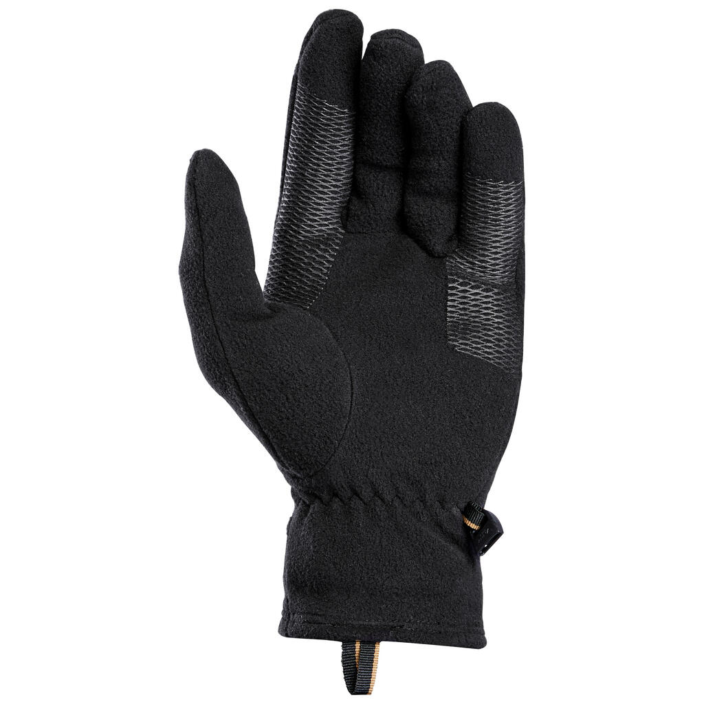 Adult mountain trekking fleece gloves -   MT100 Black