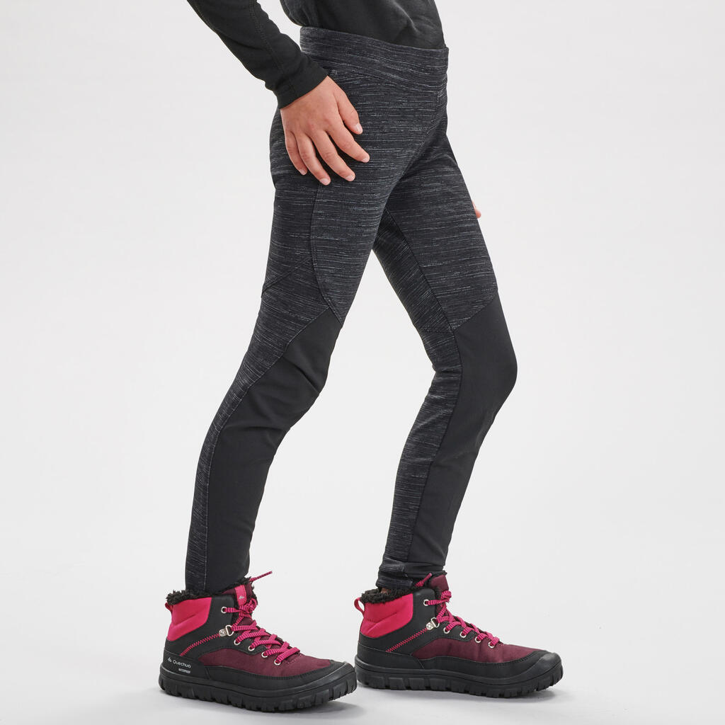 KIDS’ WARM HIKING LEGGINGS - SH100 - 7-15 YEARS