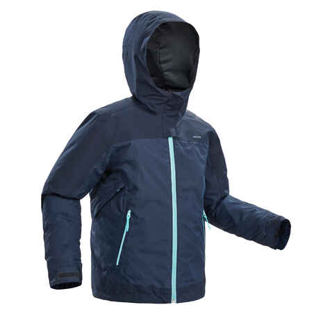 Modra topla vodoodporna pohodniška jakna SH500 X-WARM za otroke od 8 do 14 let