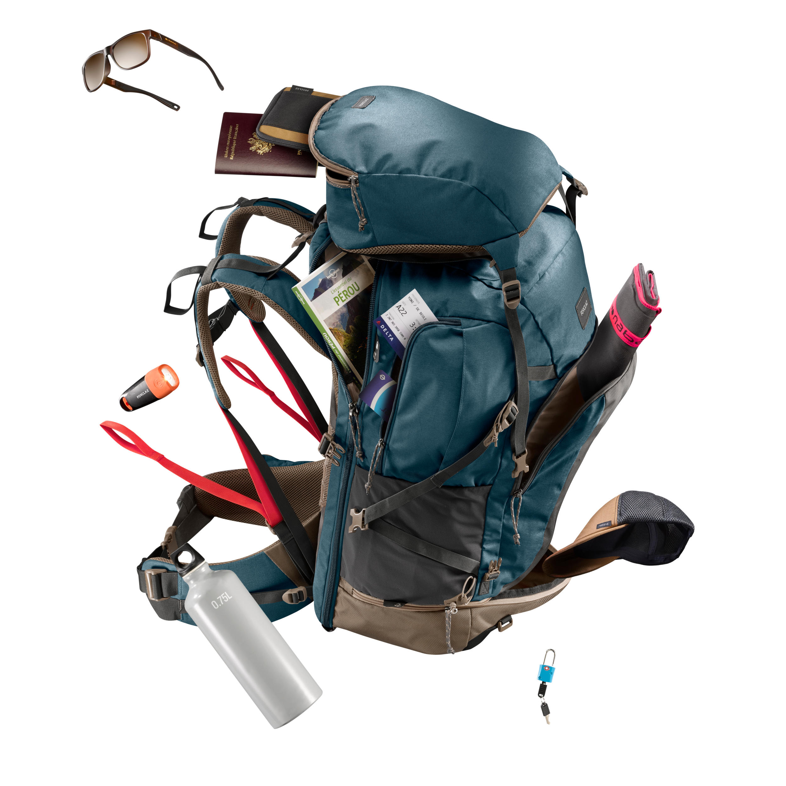 Men's Travel Backpack 70L - Blue 
