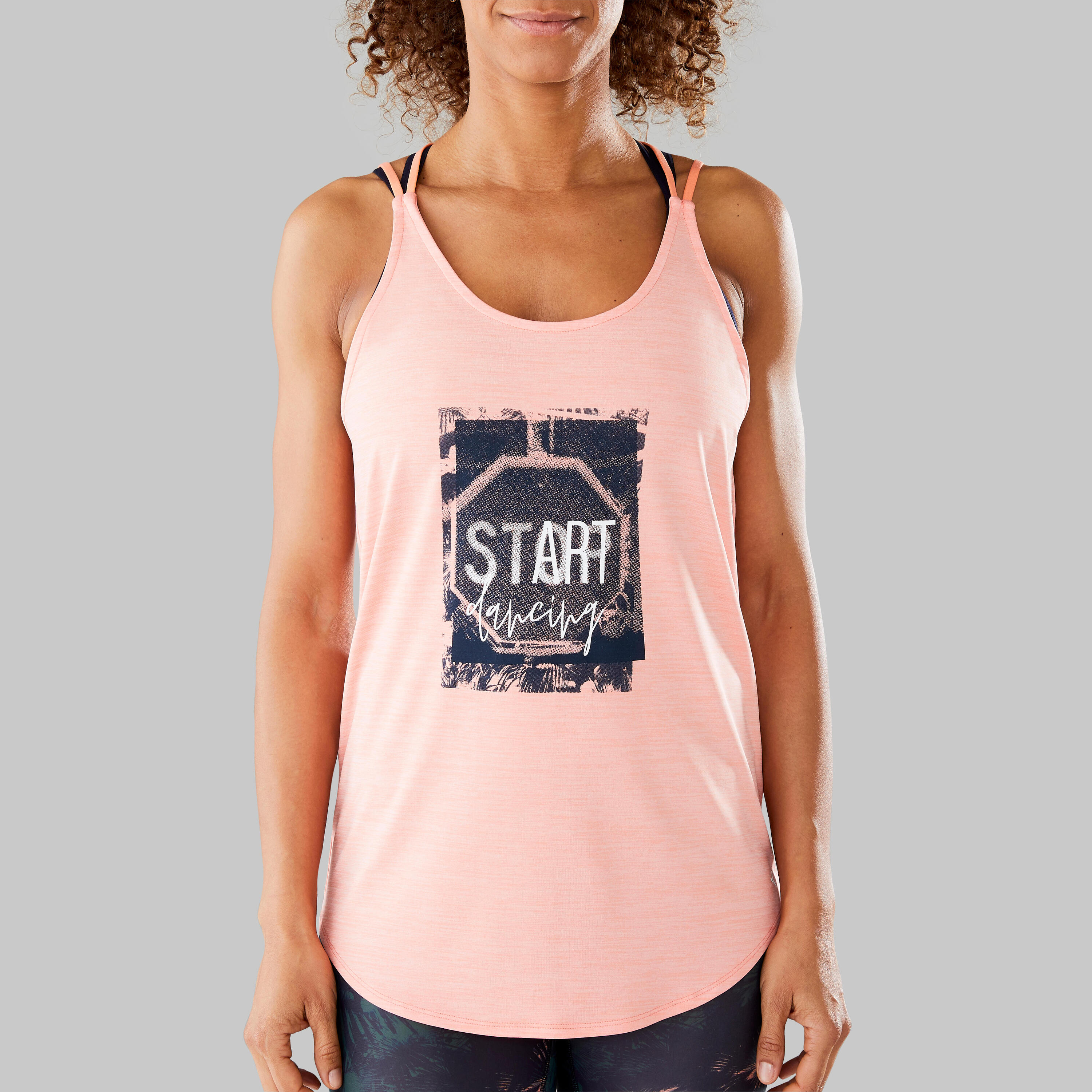 Women's Fitness Dance Tank Top - Salmon Pink 8/17