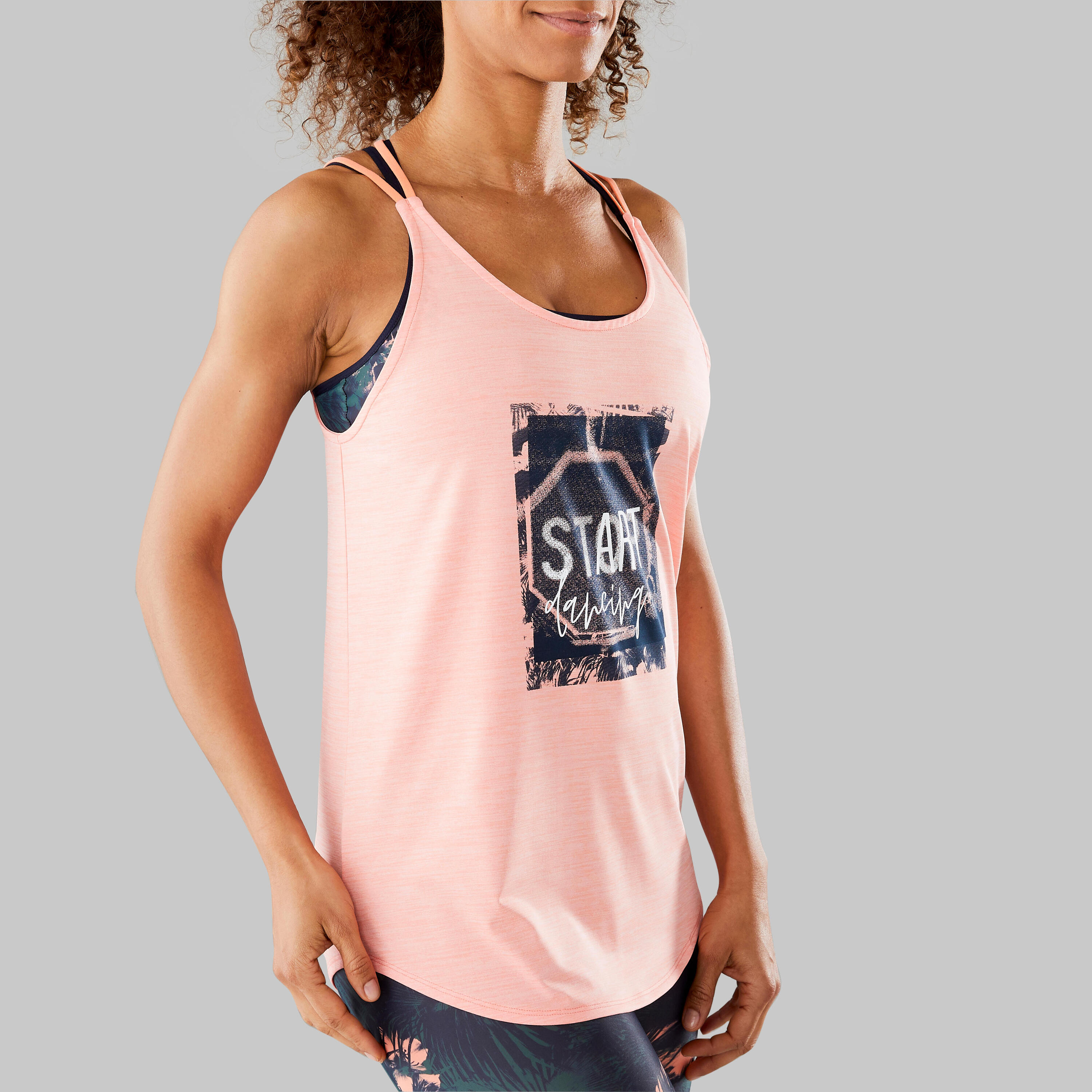 Women's Fitness Dance Tank Top - Salmon Pink 7/17