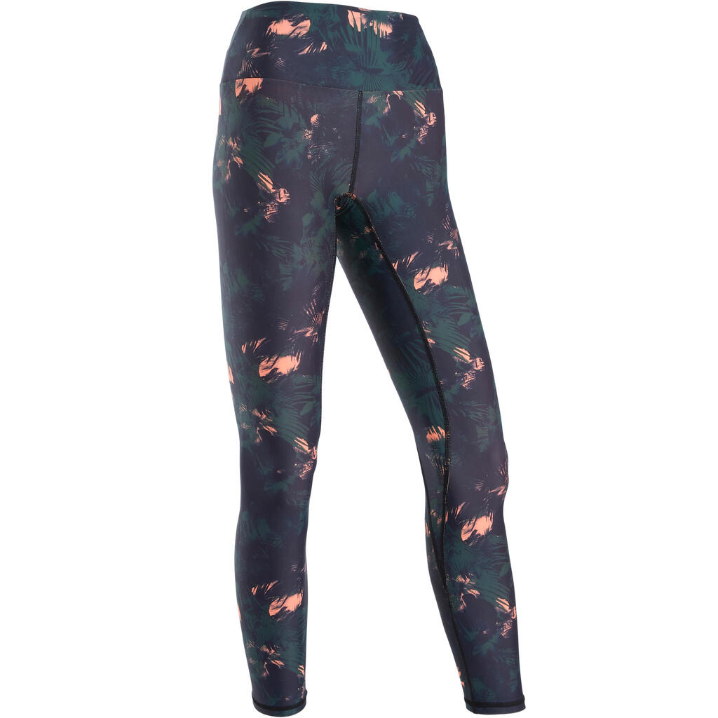 Tanz-Leggings Fitness Dance Damen grün mit rosa Grafikprint 