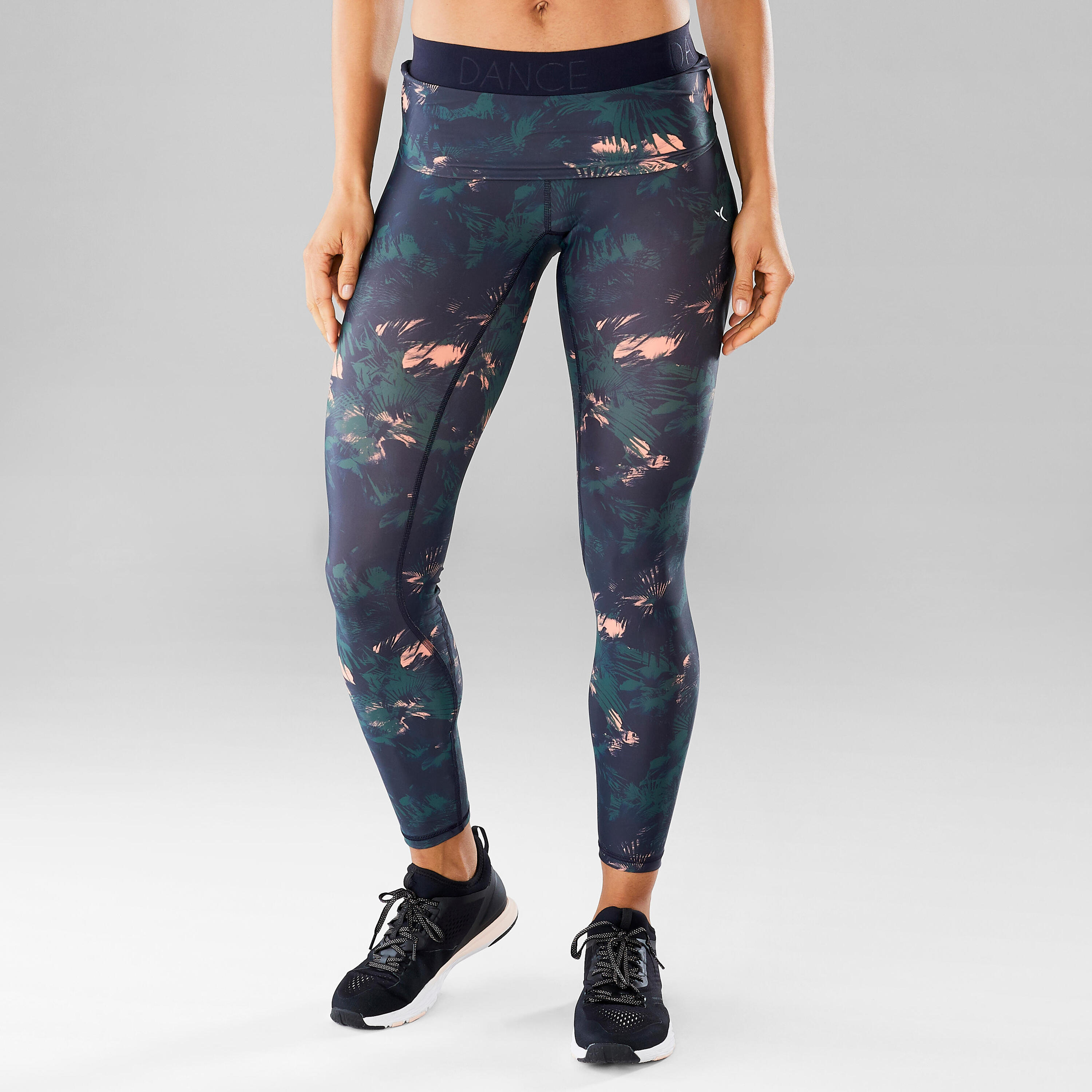 Women's Fitness Dance Leggings - Green/Pink Print 6/17