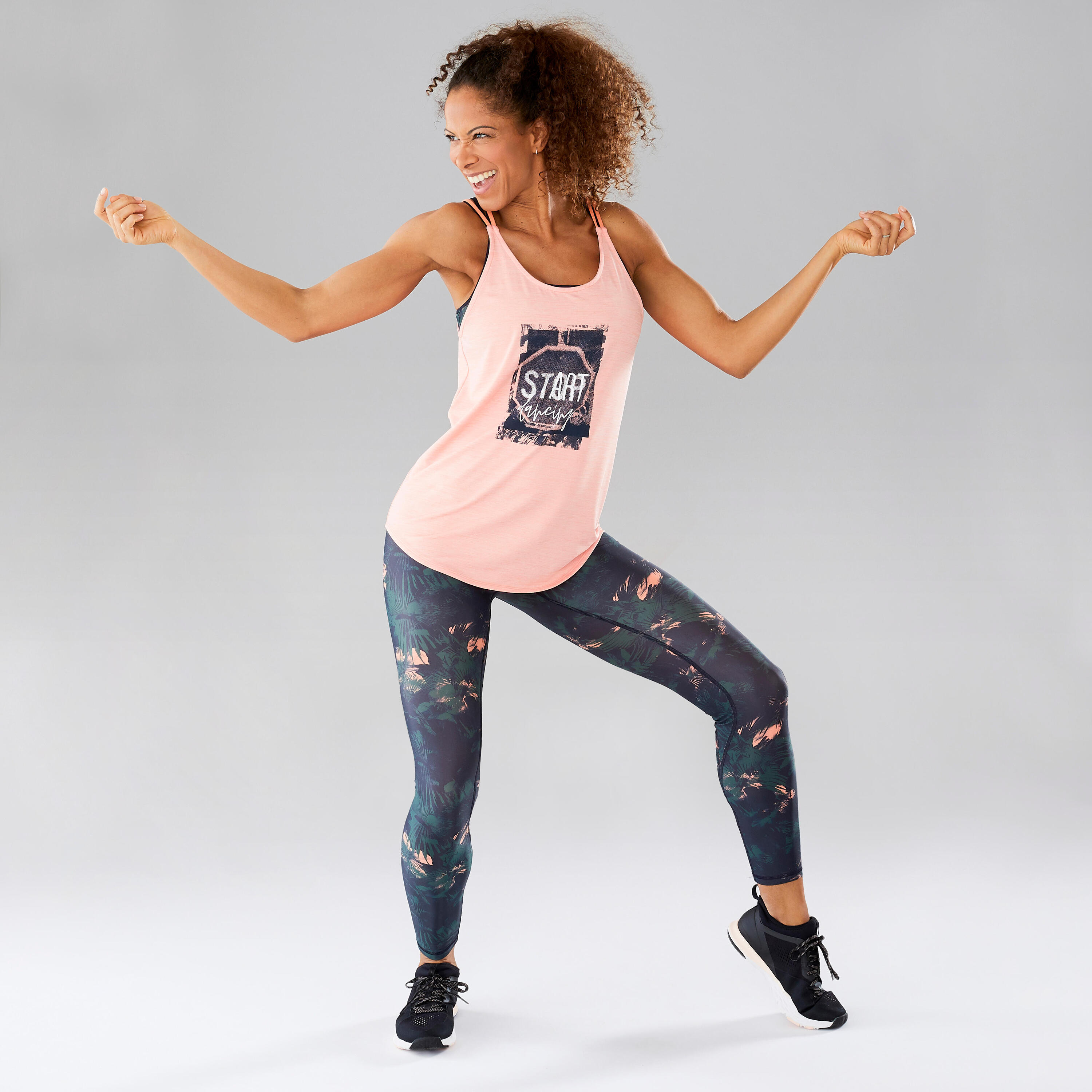 Women's Fitness Dance Tank Top - Salmon Pink 2/17