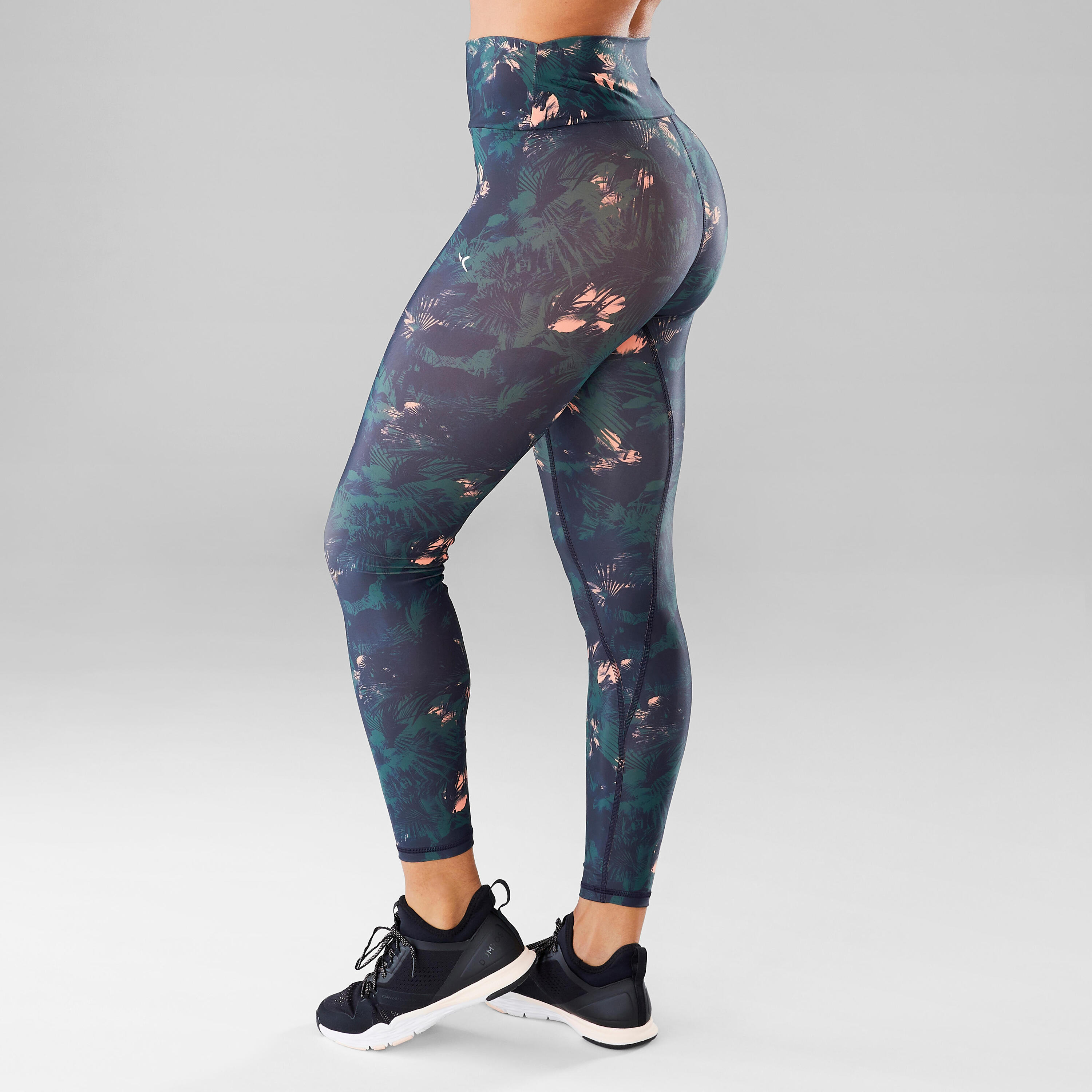 Women's Fitness Dance Leggings - Green/Pink Print 8/17