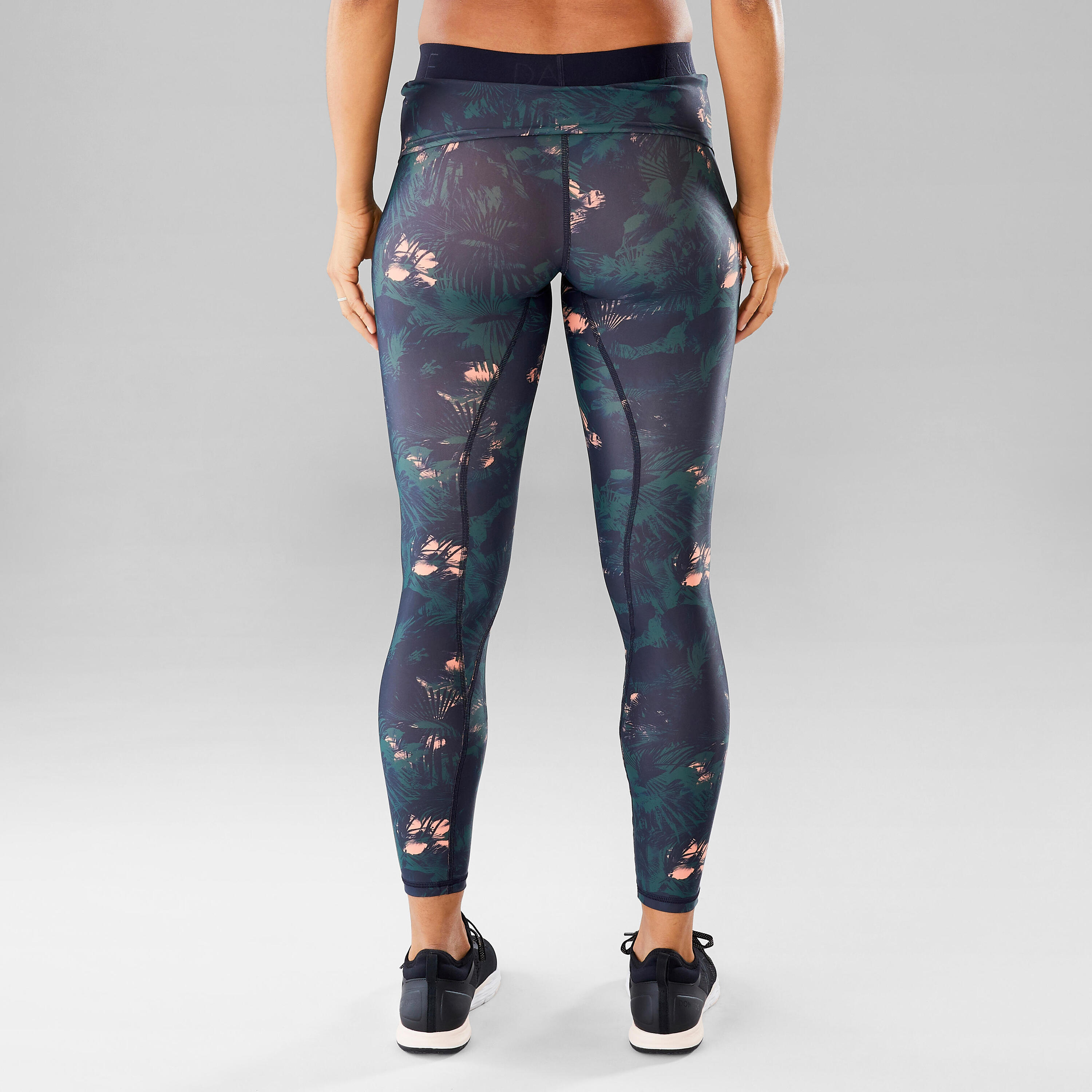 Women's Fitness Dance Leggings - Green/Pink Print 9/17