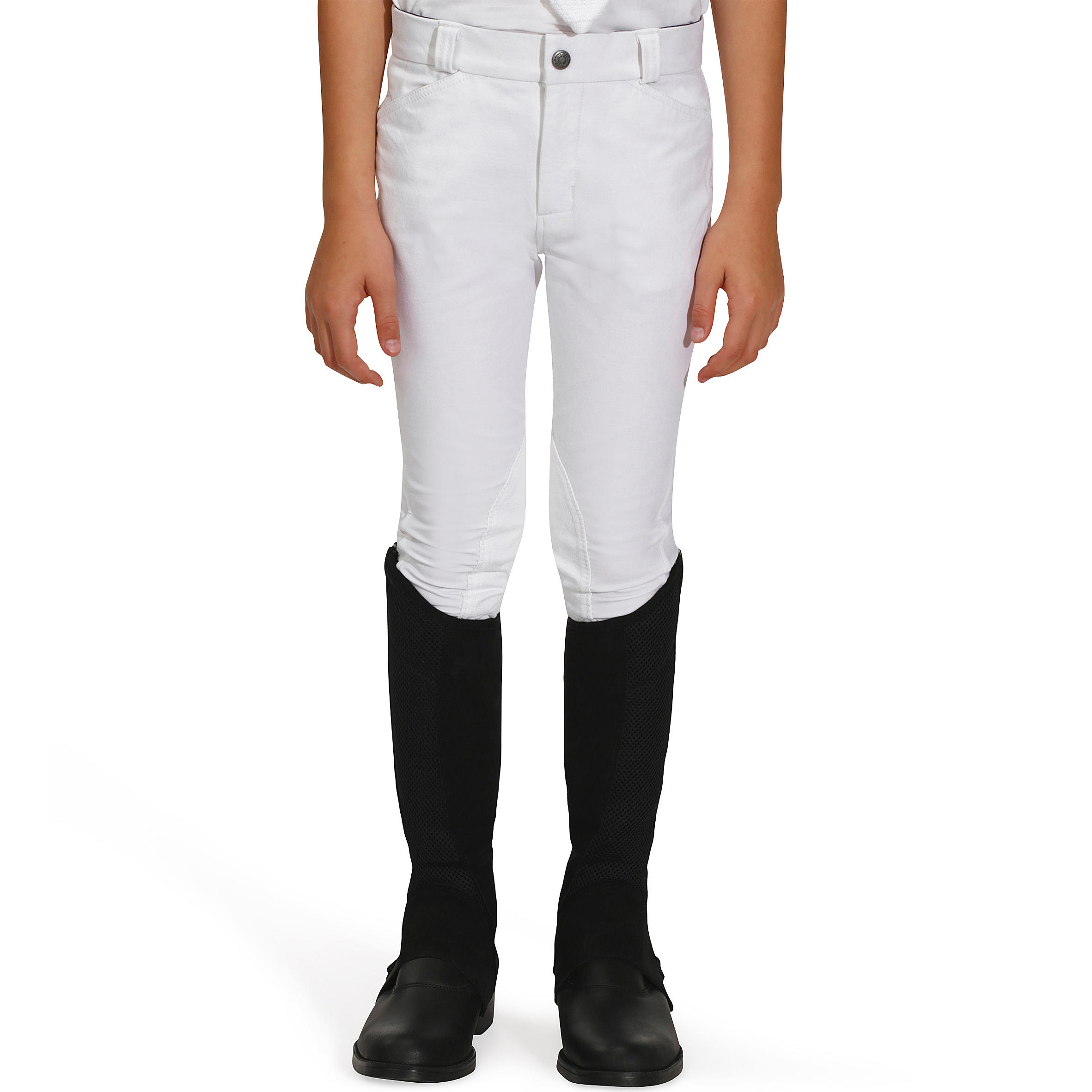 500 Kids' Horse Riding Show Jodhpurs - White 3/19