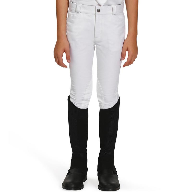 Pantalon de concours équitation enfant 500 blanc
