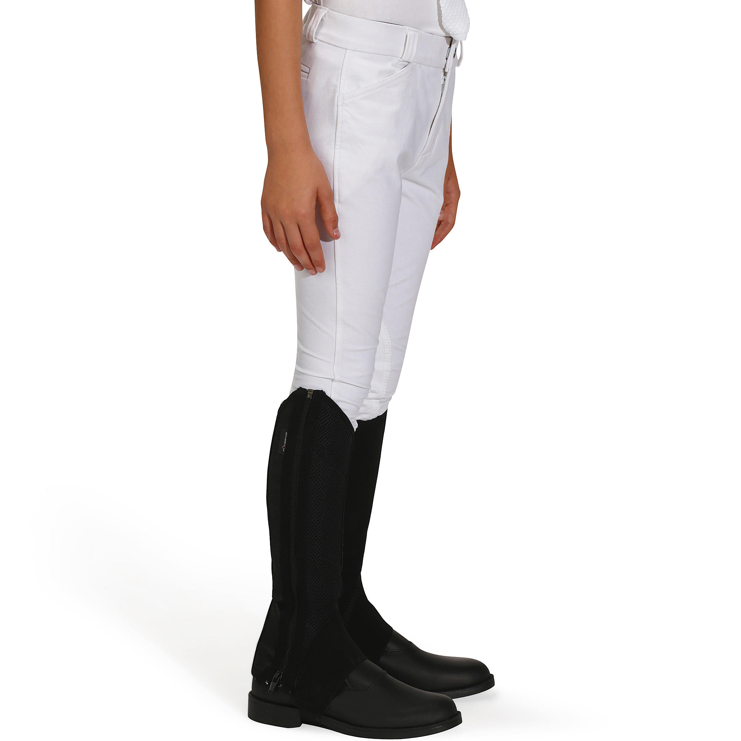 500 Kids' Horse Riding Show Jodhpurs - White 4/19
