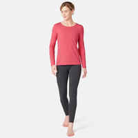 Women's Long-Sleeved Fitness T-Shirt 100 - Mottled Pink